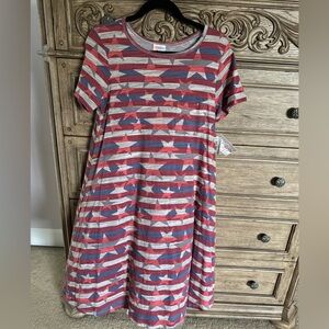 Lularoe Red, White, and Blue Carly dress w/pocket